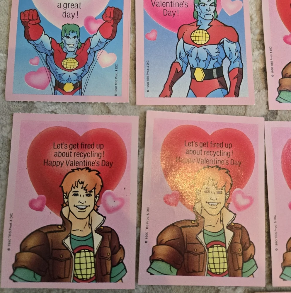 10 Vintage 1990 Captain Planet Valentine's Day Cards With Envelopes